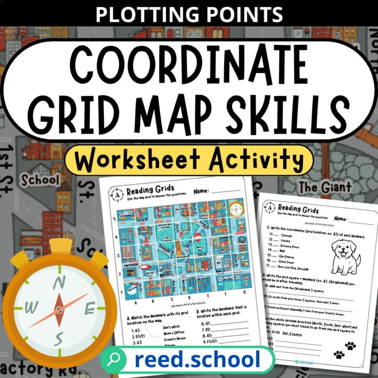 Coordinate Grid Map Skills Activity resource cover